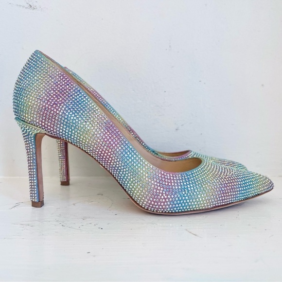 Badgley Mischka Godiva Diamond Pointed Toe Pumps In Rainbow Size 8 1/2 - Picture 13 of 13